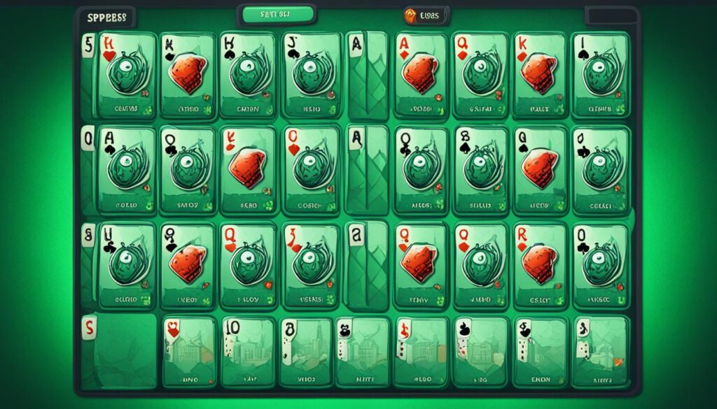 spider solitaire game interface